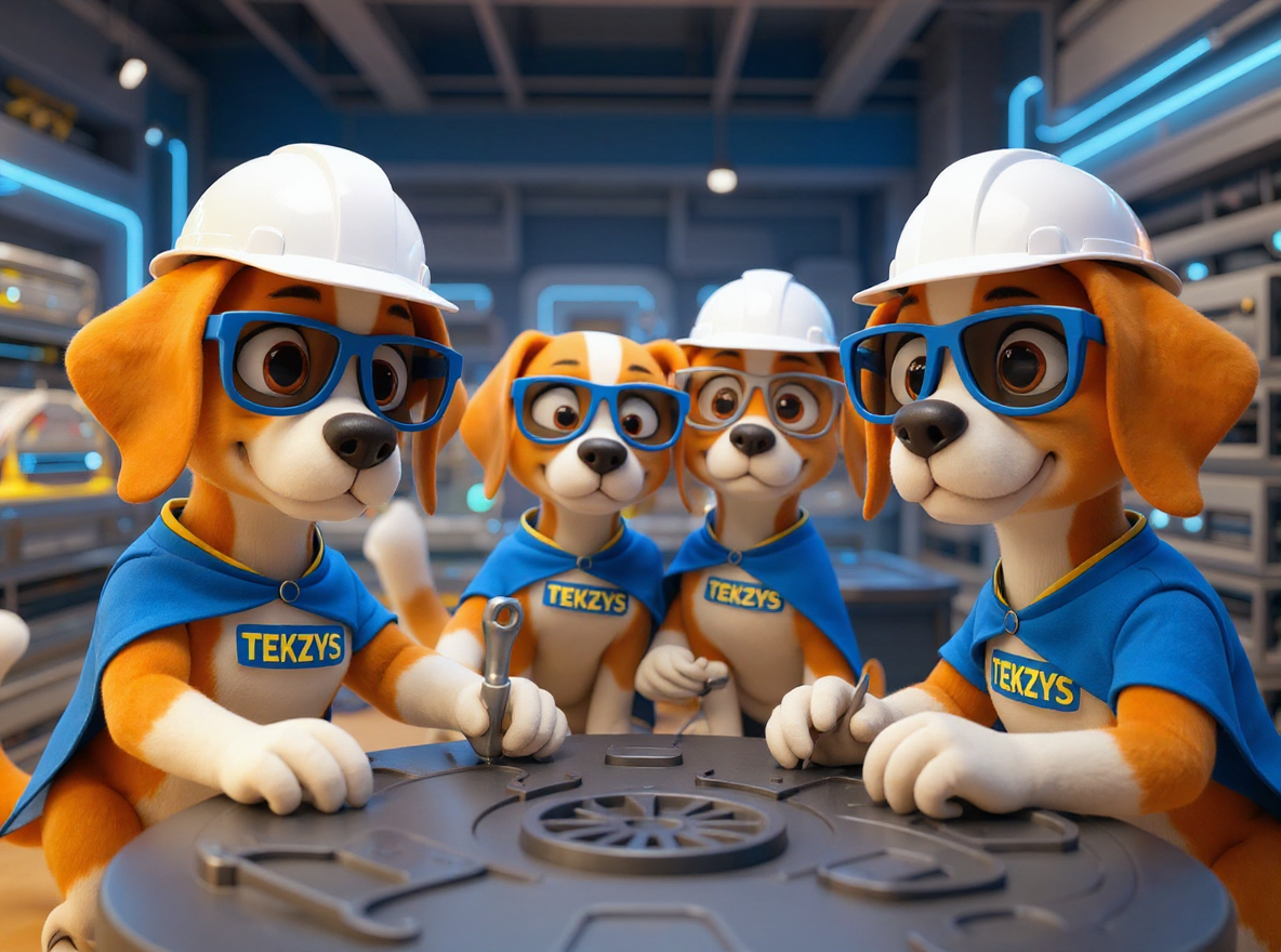 I want a team of these cyberbeagles wearing hard hats working on futuristic tech (1)